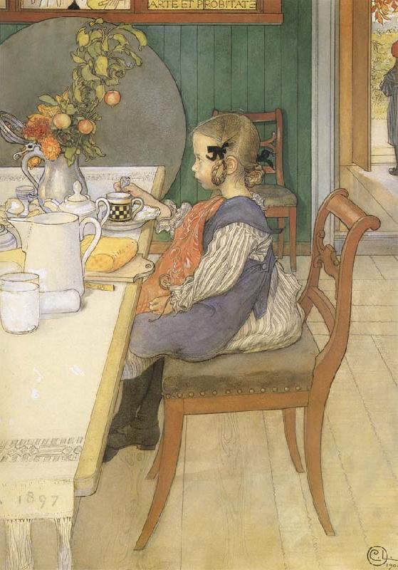 Carl Larsson A Late-Riser-s Miserable Breakfast oil painting picture